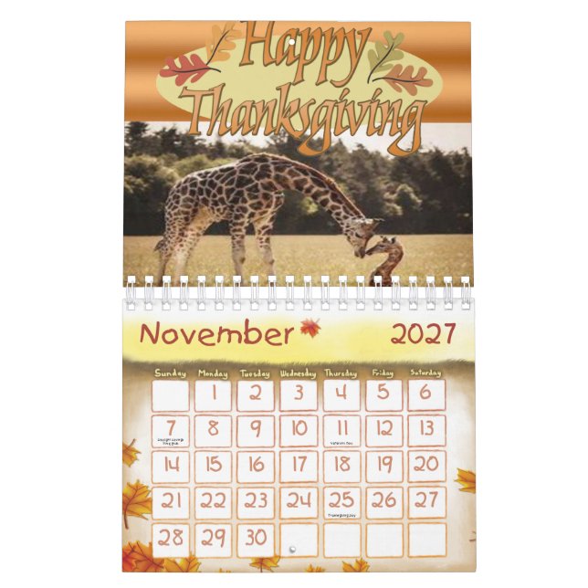 Giraffe Calendrier 2020 (Nov 2027)