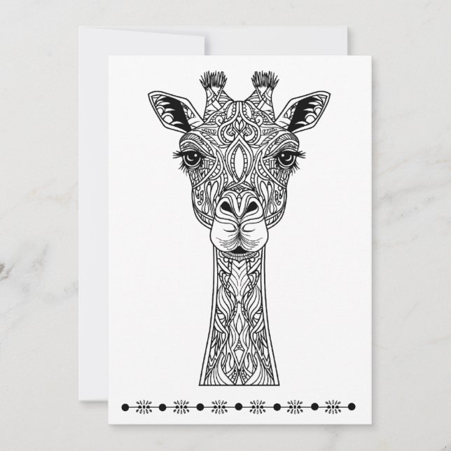 Giraffe, carte d'impression et de couleur, Penser  (Devant)