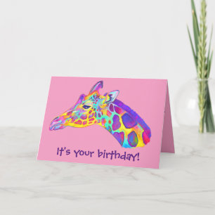 Giraffe colorée Carte d'anniversaire