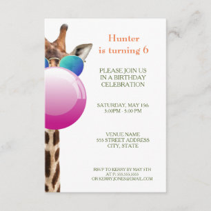 Giraffe cool et Bubblegum Invitation du parti