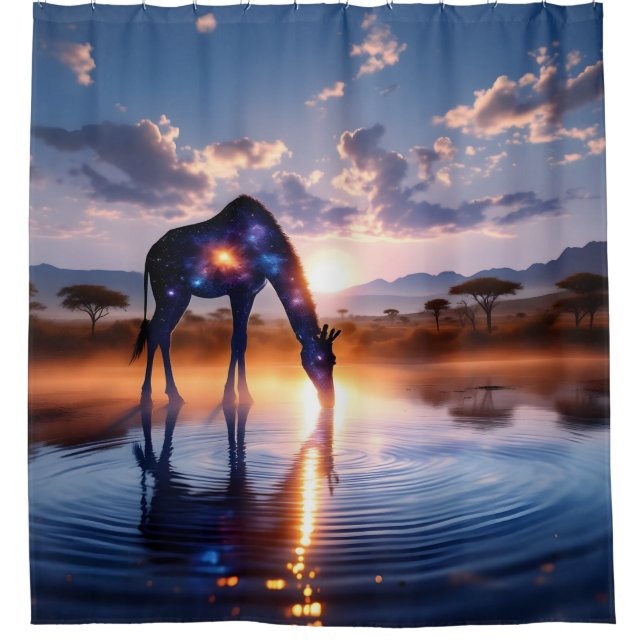 Giraffe cosmique - Rideau de douche de coucher de  (Devant)