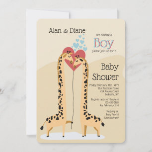 Giraffe Couple Boy Baby shower Invitation