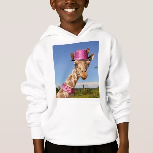 Giraffe dans un casquette rose étincelant (Devant)