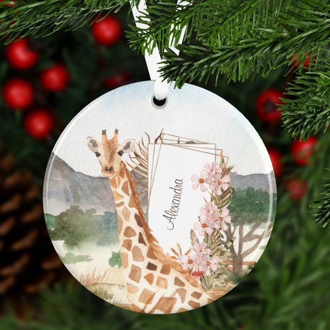 Giraffe d'aquarelle en Savannah africaine Noël (Créateur téléchargé)