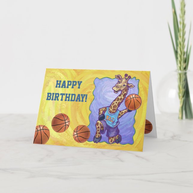 Giraffe de basket-ball Bonne carte d'anniversaire (Devant)