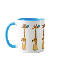 Giraffe de caricature mignonne et Mug de fleurs bl