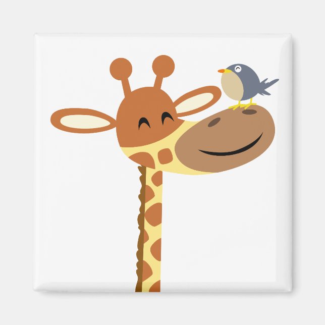 Giraffe de dessin animé et aimant ami (Devant)