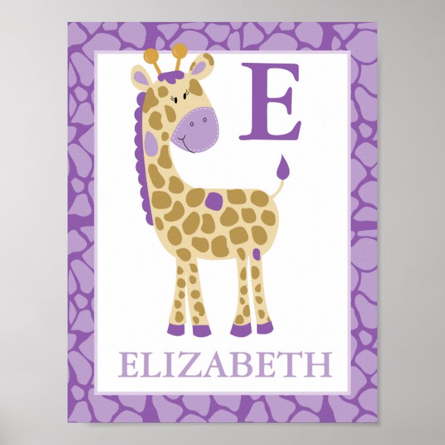 GIRAFFE DE LA JUNGLE FILLE VIOLETTE IMPRESSION NOM (Devant)