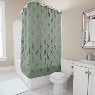 Giraffe d'or sur le rideau de douche verte Sage