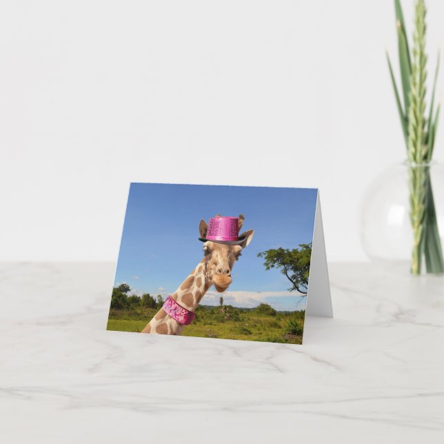 Giraffe en casquette rose étincelant (Devant)