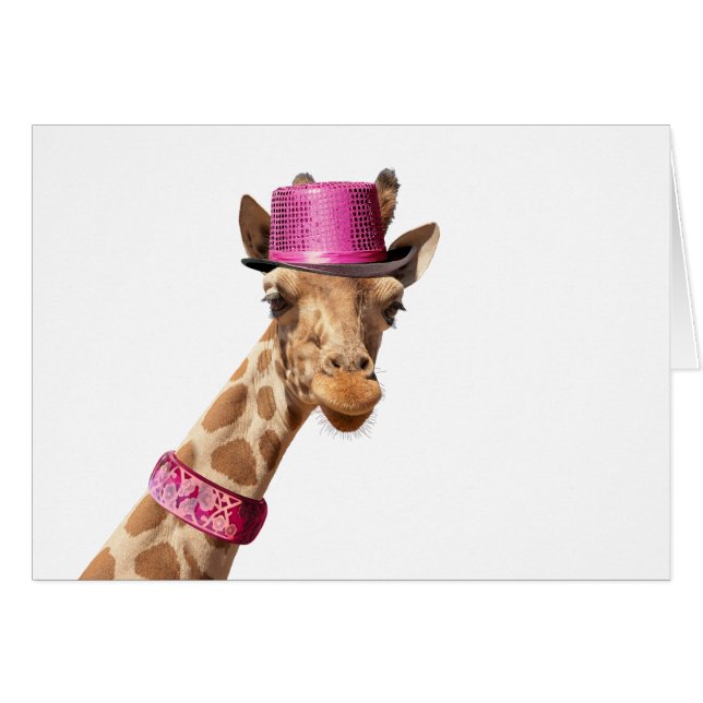 Giraffe en casquette rose étincelant (Devant horizontal)