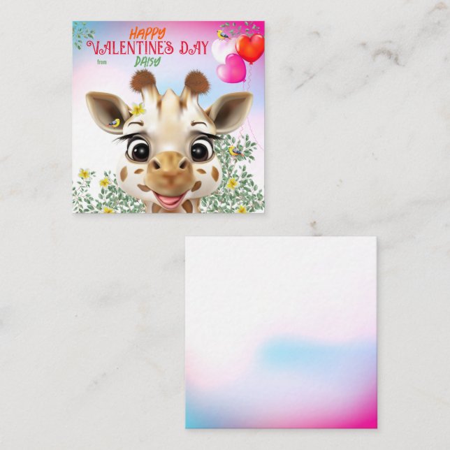 Giraffe Enfants Classroom Valentine Cartes (Devant / Derrière)