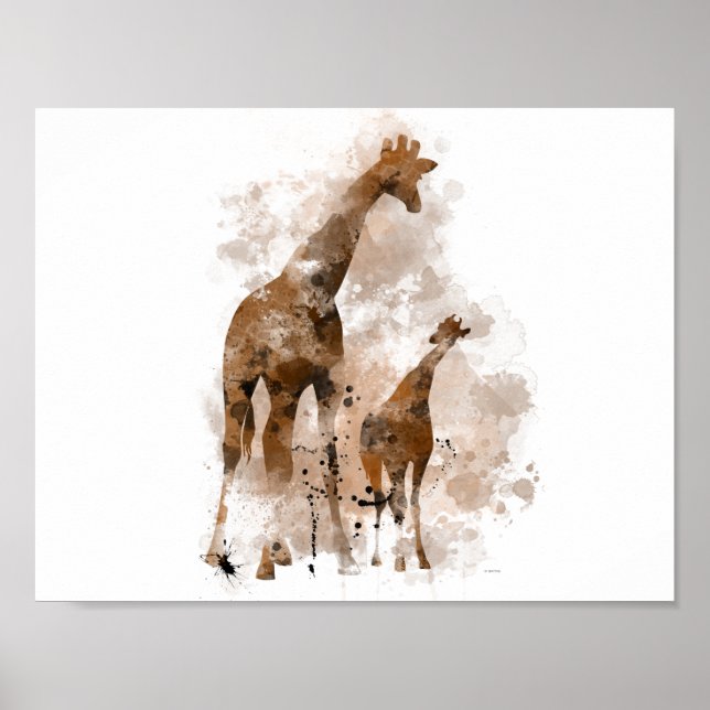 GIRAFFE ET BÉBÉ - Poster (Devant)