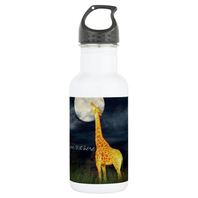 Giraffe et Lune | Bouteille d'eau personnalisée (Devant)