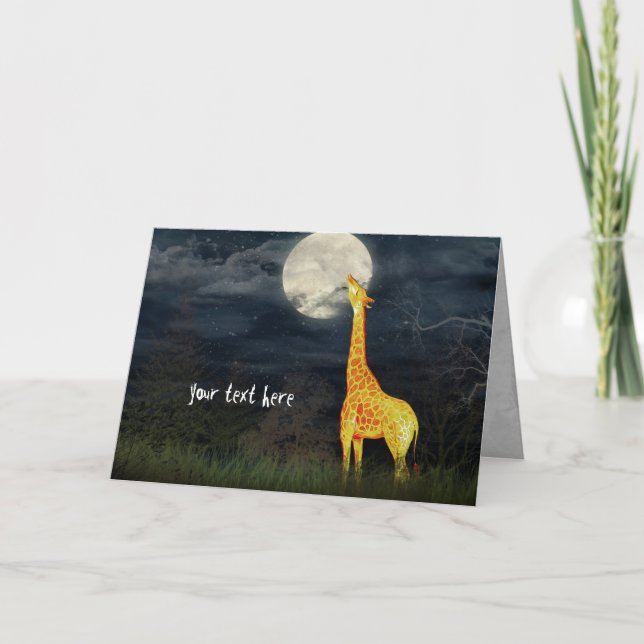 Giraffe et Lune | Cartes de voeux (Devant)