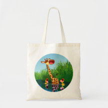 Giraffe et sac de colliers de cartons mignons