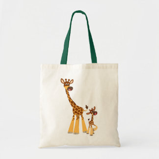 Giraffe et sac de veau en caricature