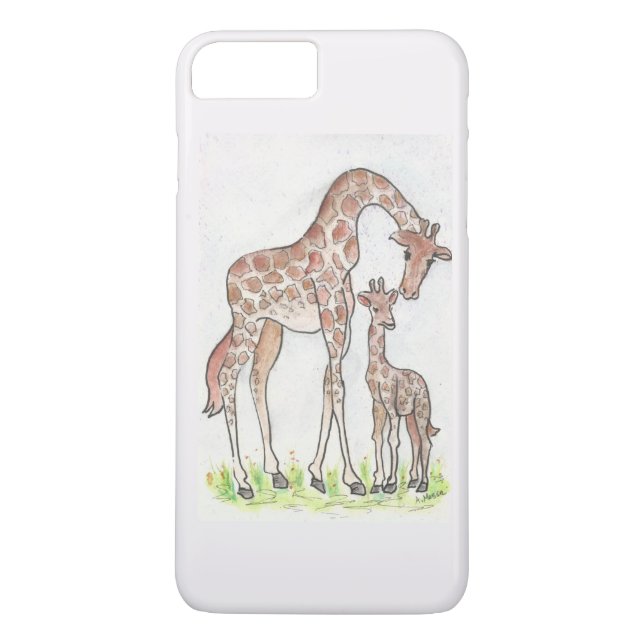Giraffe et son veau sur un coque iphone (Dos)