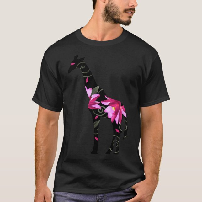 Giraffe Femme Avec Fleurs Essentiel T-Shirt (Devant)