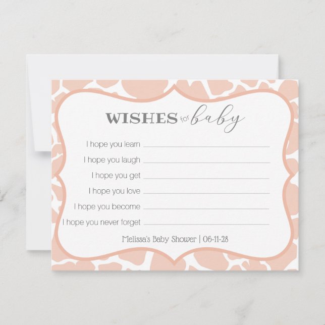 Giraffe fille rose voeux pour bébé (Devant)