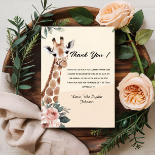 Giraffe Florale rose Safari Baby shower Merci