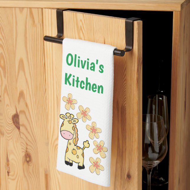 Giraffe Florale Serviette à main (Pliage en tiers)