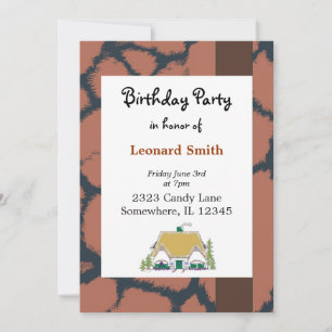 Giraffe Fourrure Motif Invitation d'anniversaire