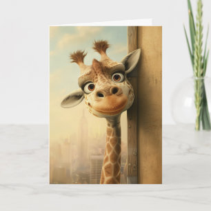 GIRAFFE FUNNY HELLO Carte de voeux