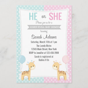 Giraffe Genre Reveal Party Invitation
