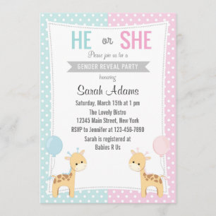Giraffe Genre Reveal Party Invitation