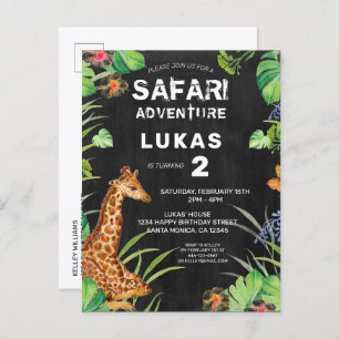 Giraffe Girafe Jungle Cute Invitation Anniversaire