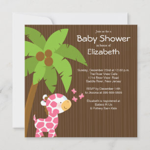Giraffe Girl Baby Shower Invitations