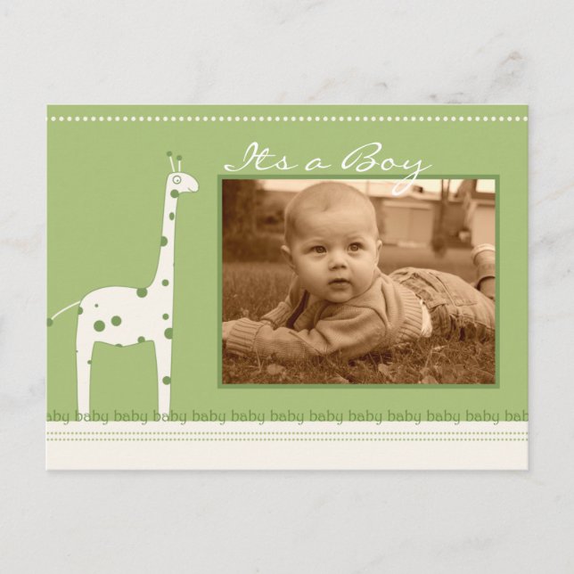 Giraffe Green C'est un garçon/fille faire-part (Devant)
