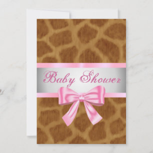 Giraffe Imprimer Bow Baby shower rose Invitation