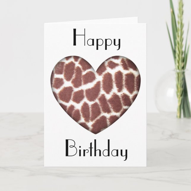 Giraffe Imprimer Coeur Carte Anniversaire (Devant)