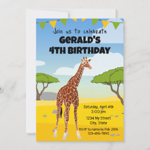 Giraffe Invitation d'anniversaire