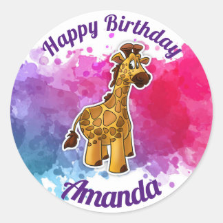 Giraffe joyeux Sticker d'anniversaire