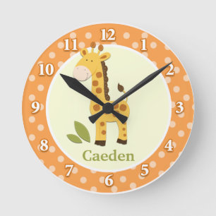 Giraffe Jungle Adventure (Orange) Horloge murale