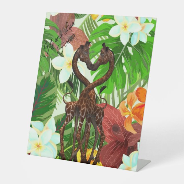Giraffe Jungle En Amour Table Signe Haut (Recto)