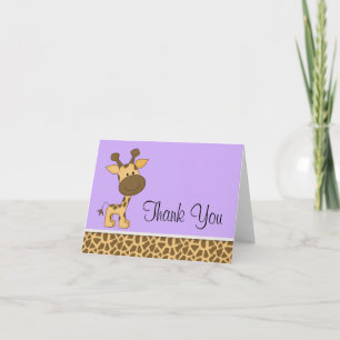 Giraffe mignonne violet Merci Cartes