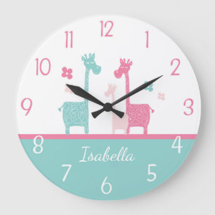 Giraffe Monnaie Rose Aqua Horloge Turquoise