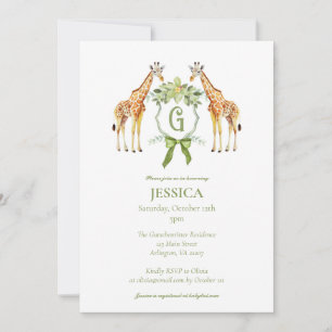 Giraffe Monogramme Baby shower Invitation