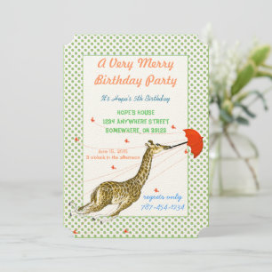 Giraffe Papillon Anniversaire Fête Invitation