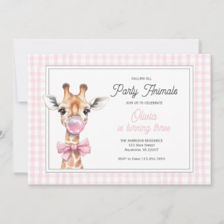 Giraffe Party Invitation d'anniversaire animal - r