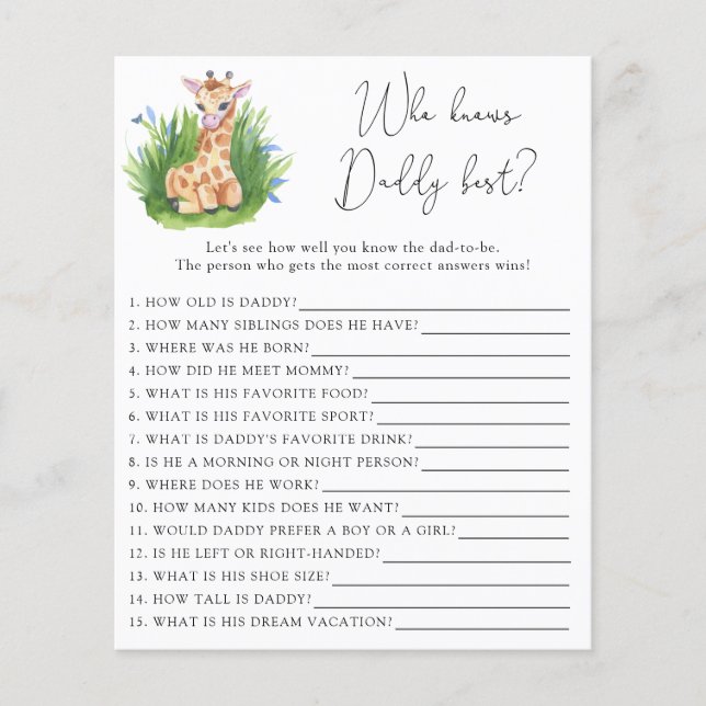 Giraffe - Qui connaît le mieux DADDY (Devant)