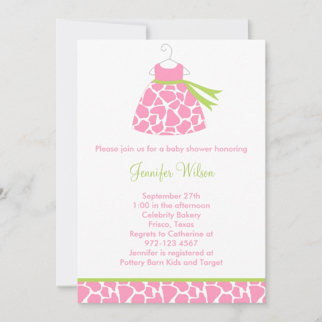 Giraffe rose Imprimer Baby shower Invitation (Devant)