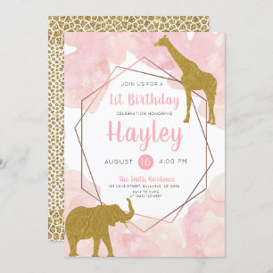 Giraffe Safari Aquarelle Anniversaire Invitation