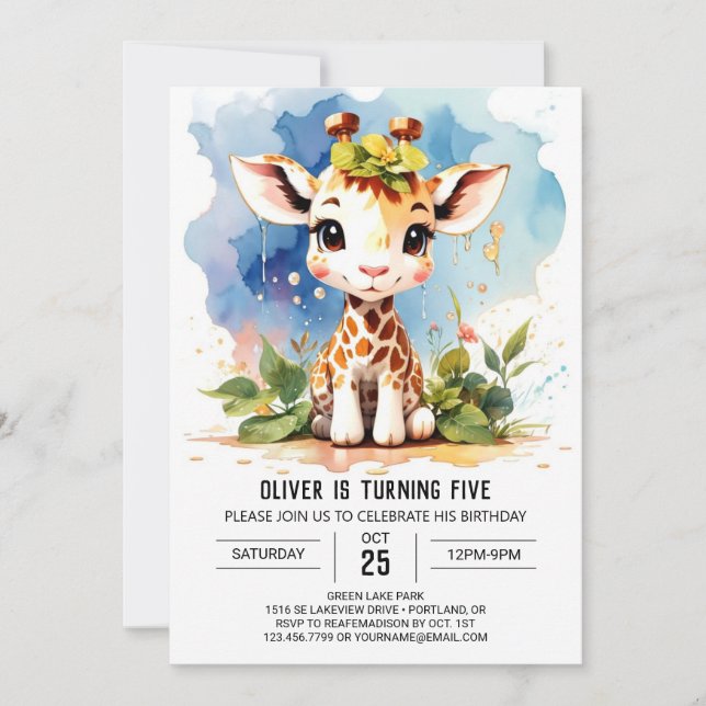 Giraffe Safari Magie Invitation d'anniversaire (Devant)
