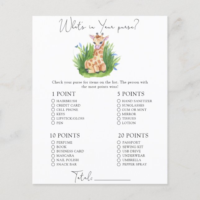 Giraffe sauvage - Whats dans votre jeu de bourse (Devant)