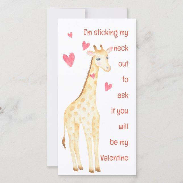 Giraffe-Stick My Neck Out Valentines Card (Devant)